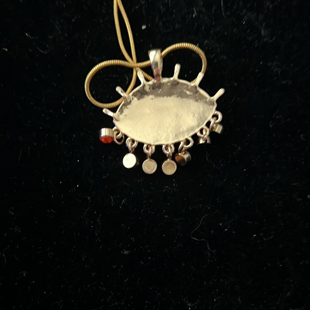 14K Over Sterling Silver 18 Inch Chain Evil Eye Charm Necklace - Picture 4 of 4
